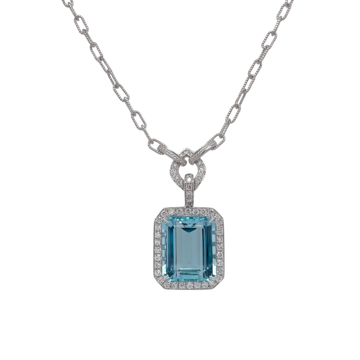 Emerald Cut Aquamarine & Diamond Necklace – Pico Jewelry