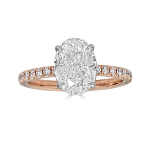 Oval Solitaire with Pave Band Engagement Ring