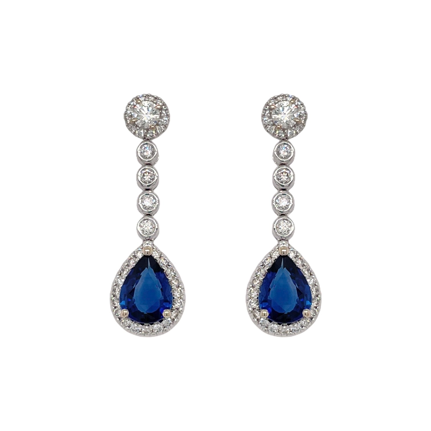 Pear Shape Sapphire & Diamond Drop Earring