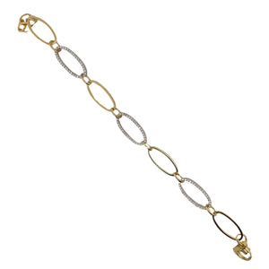 Alternating Diamond & Gold Oval Link Bracelet in 18K Yellow Gold