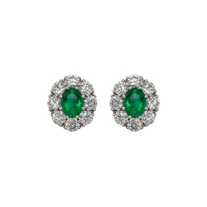 Oval Emerald Halo Earring