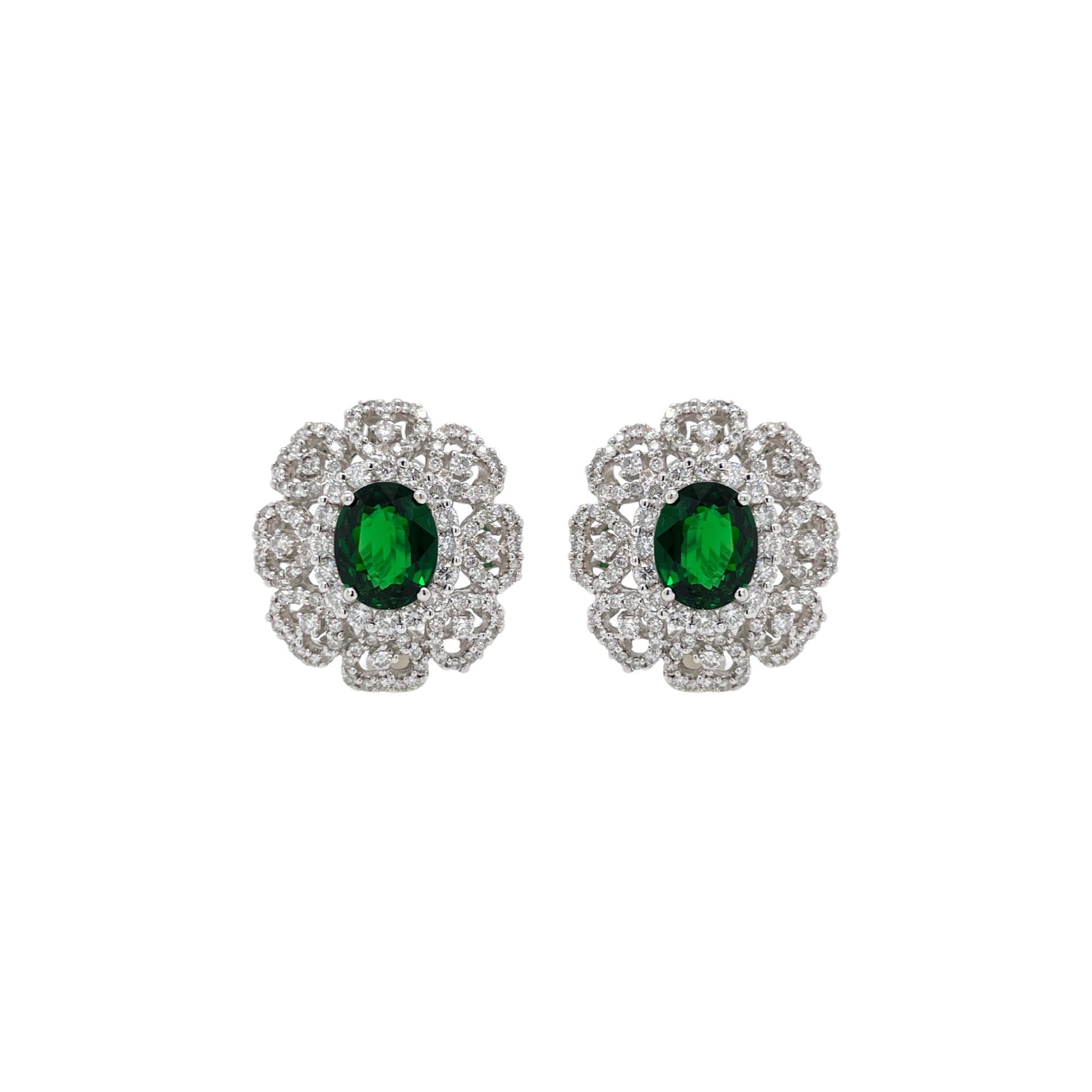 Tsavorite & Diamond Lace Earring