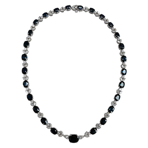 Oval Sapphire & Diamond Petal Eternity Necklace