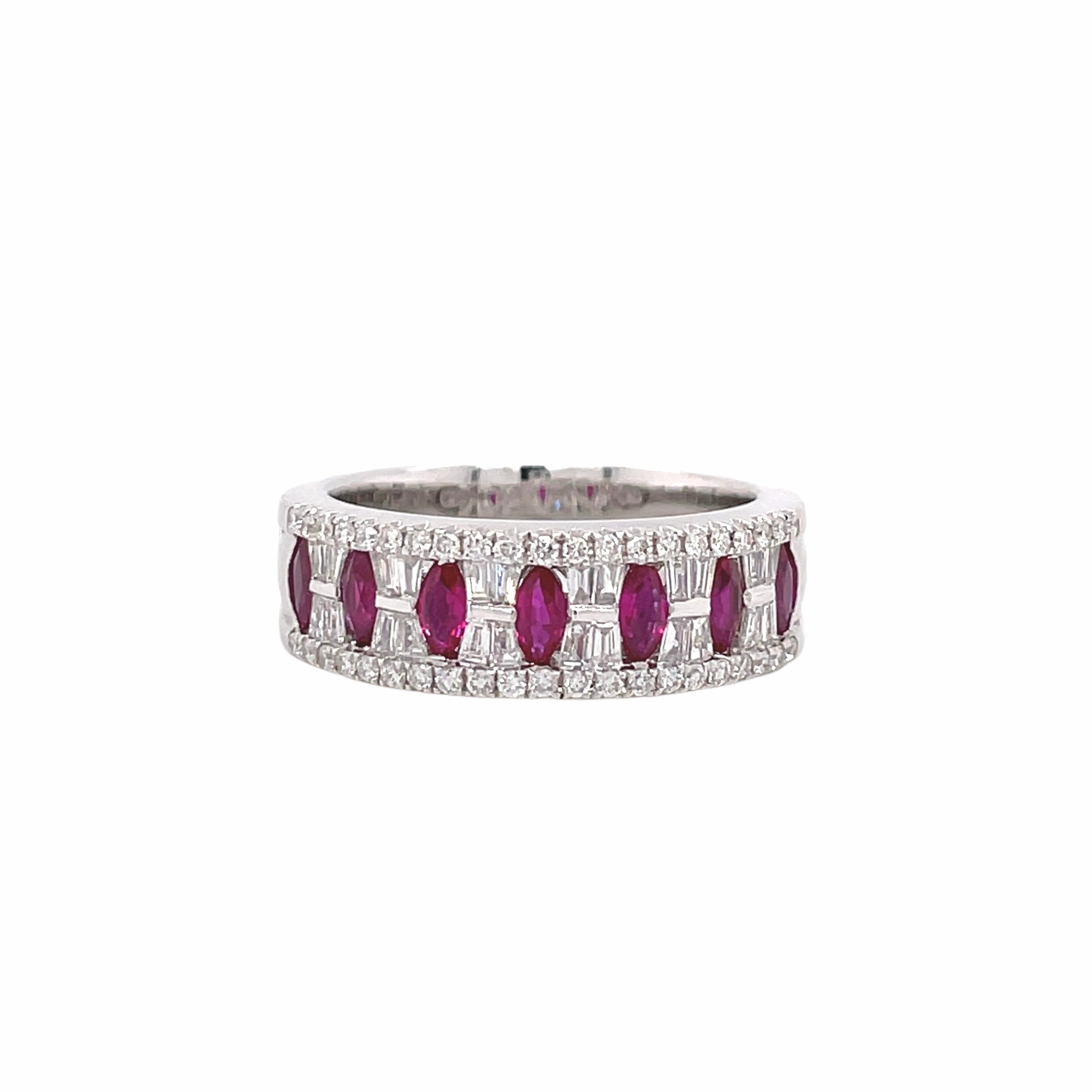 Fancy Ruby & Diamond Ring in White Gold