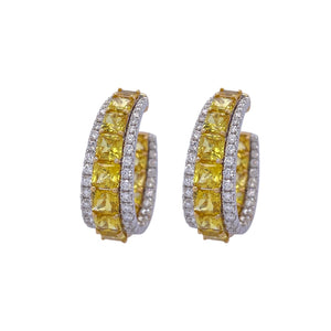 Exquisite Yellow Sapphire & Diamond Inside Out Hoops