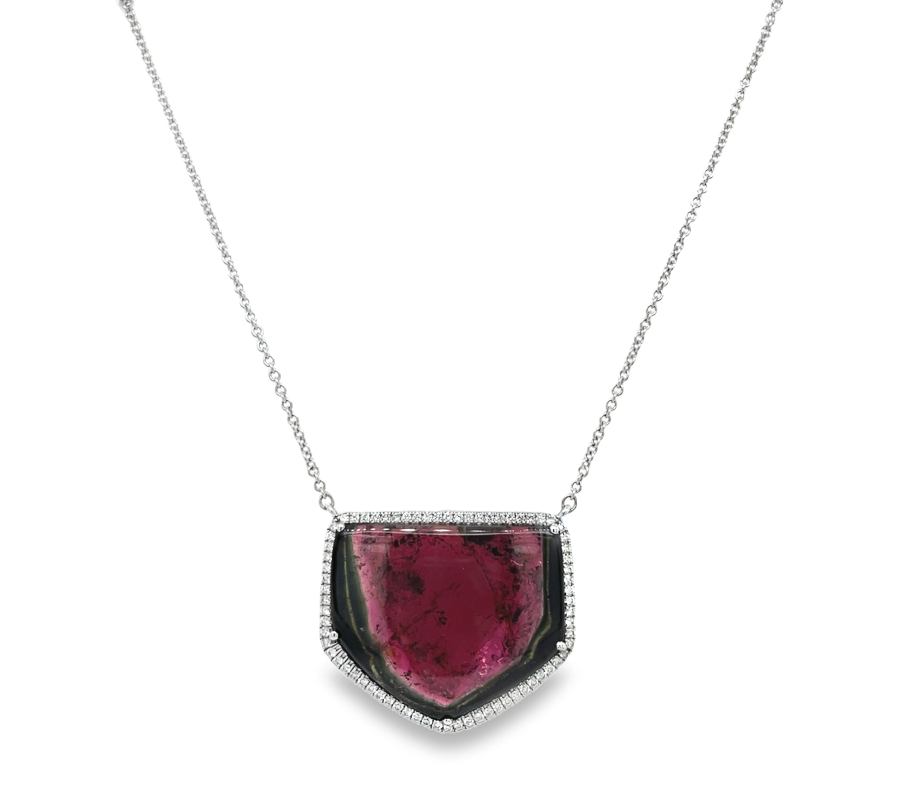 Watermelon Tourmaline & Diamond Pendant