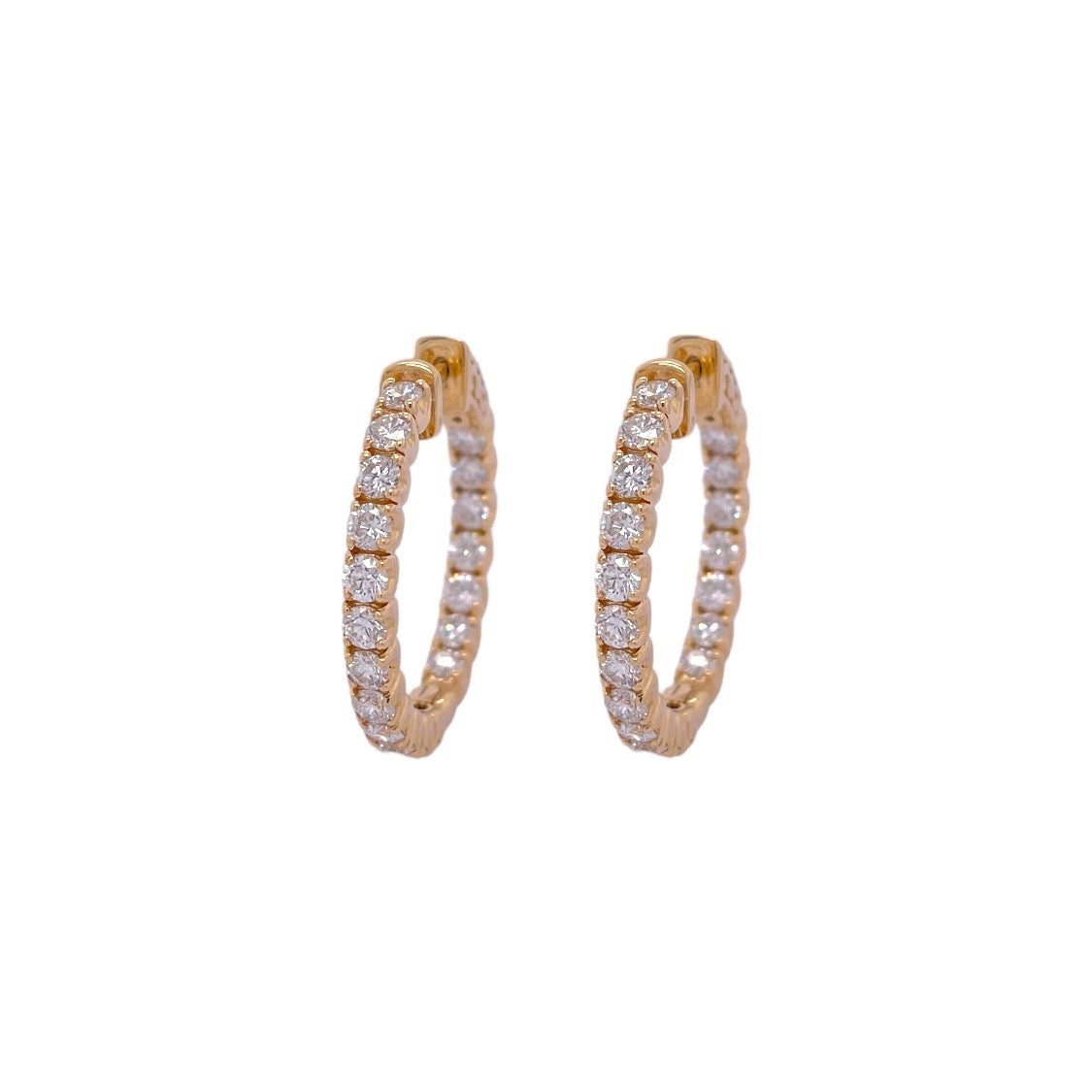 Inside Out Diamond Hoops in 14K Yellow Gold