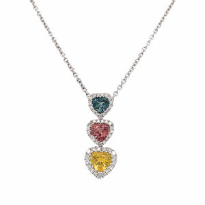 Heart Shape Sapphire & Diamond Drop Pendant