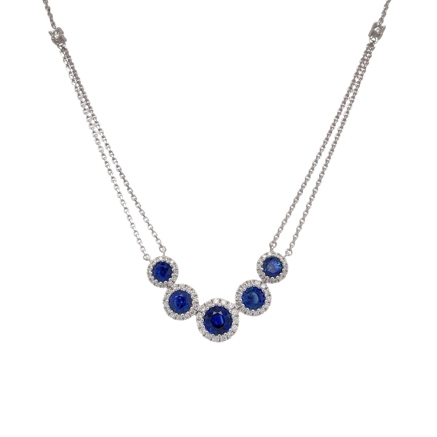 Sapphire & Diamond Halo Chain Necklace