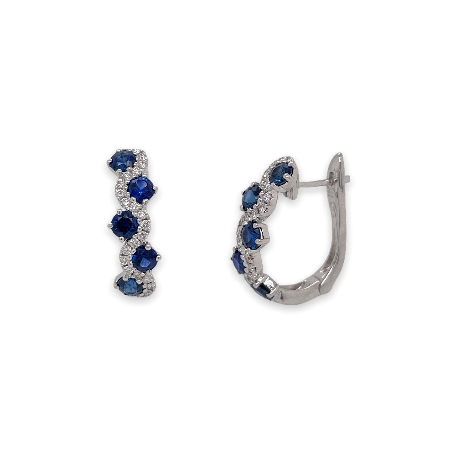 Swirl Design Sapphire & Diamond Hoop Earring