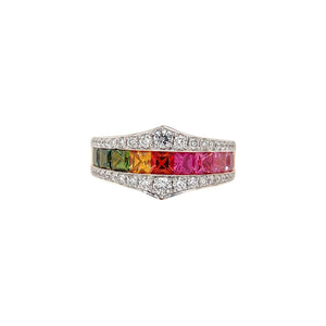 Multi-Color Sapphire Fancy Channel Set Ring