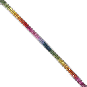 Multi Color Sapphire Rainbow Bracelet in White Gold