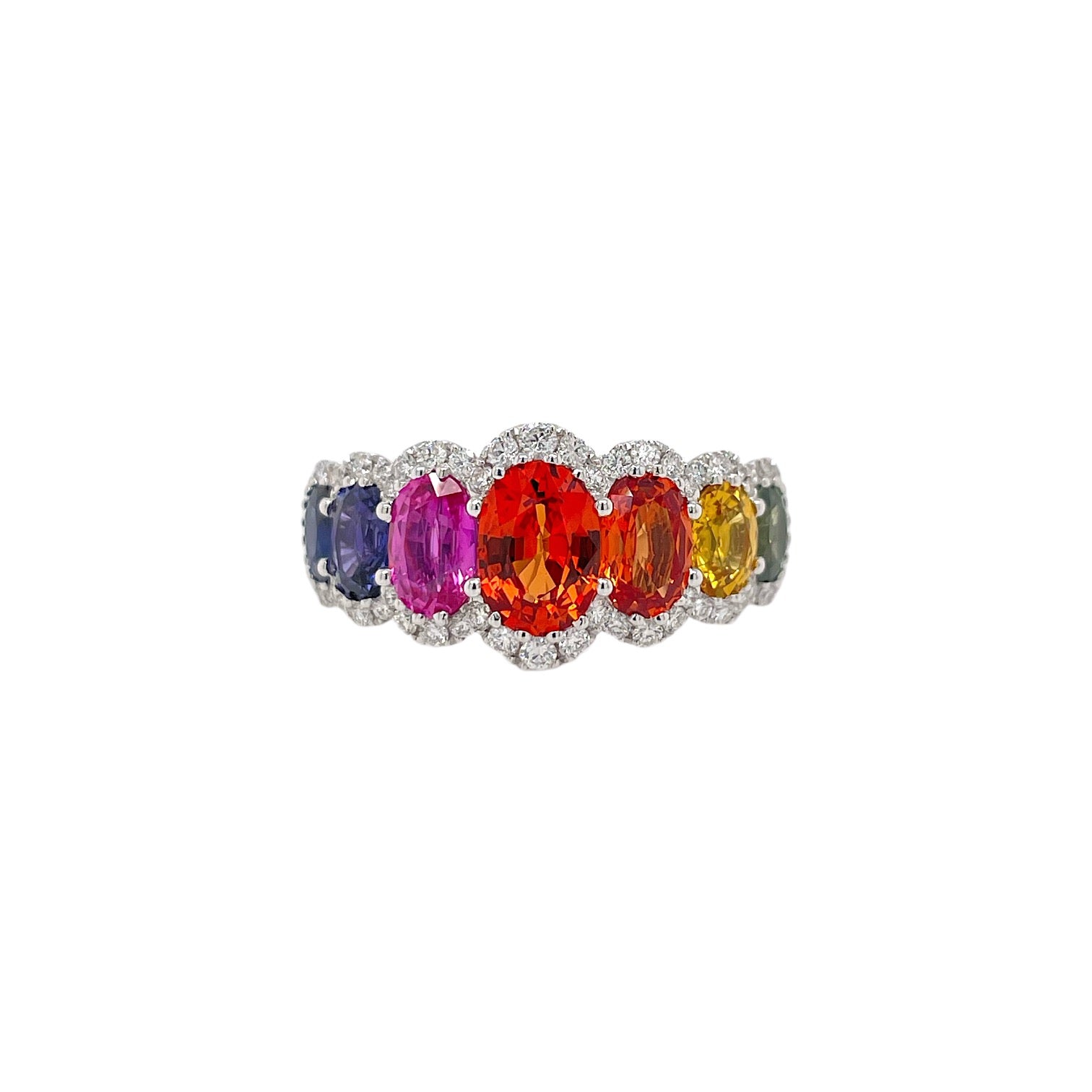 Oval Multi-Color Sapphire & Diamond Ring