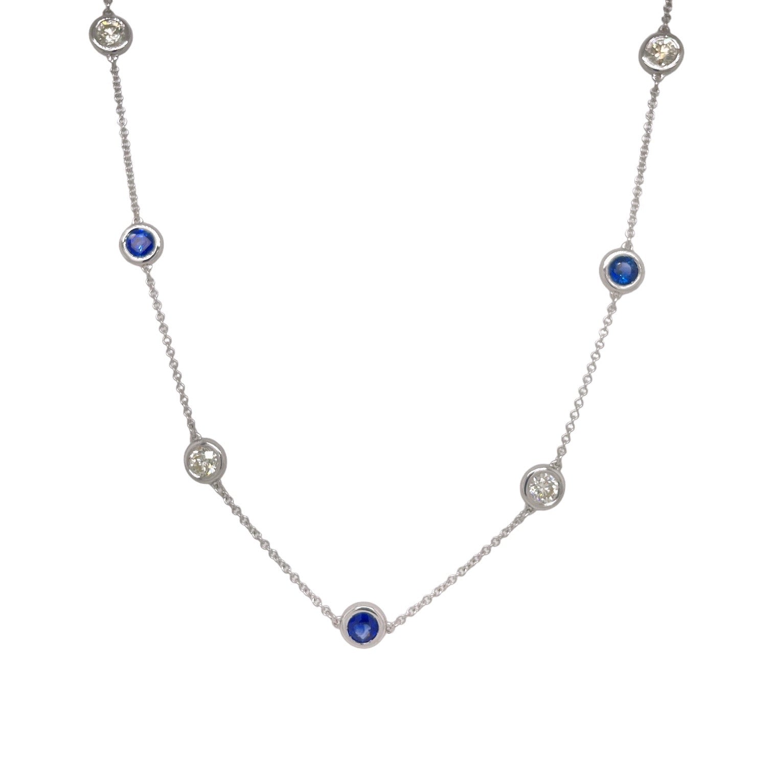 Sapphire & Diamond Station Necklace