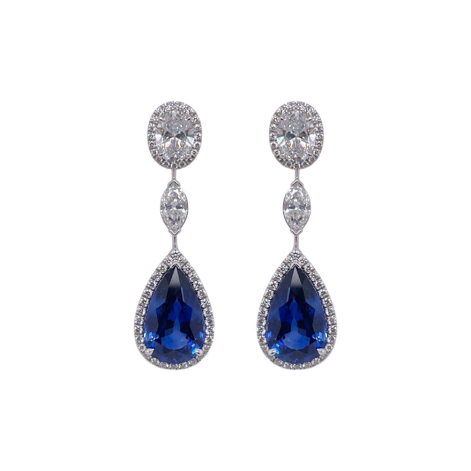 One of a Kind Sapphire & Diamond Drop Earring