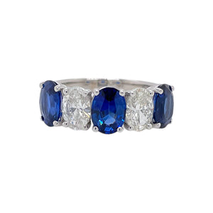 Five Stone Oval Sapphire & Diamond Ring