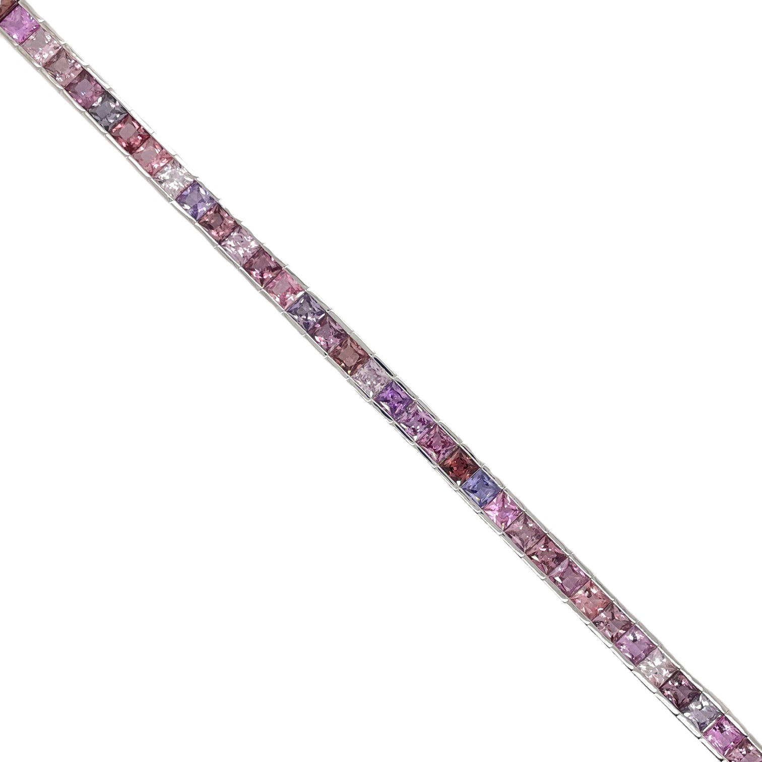 Pink Pastel Sapphire Channel Bracelet in White Gold