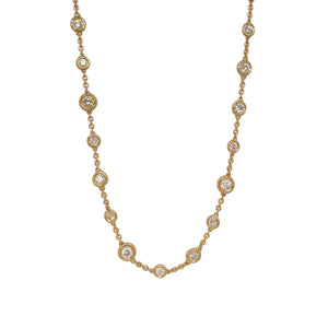 Diamond Bezel Station Necklace in Yellow Gold
