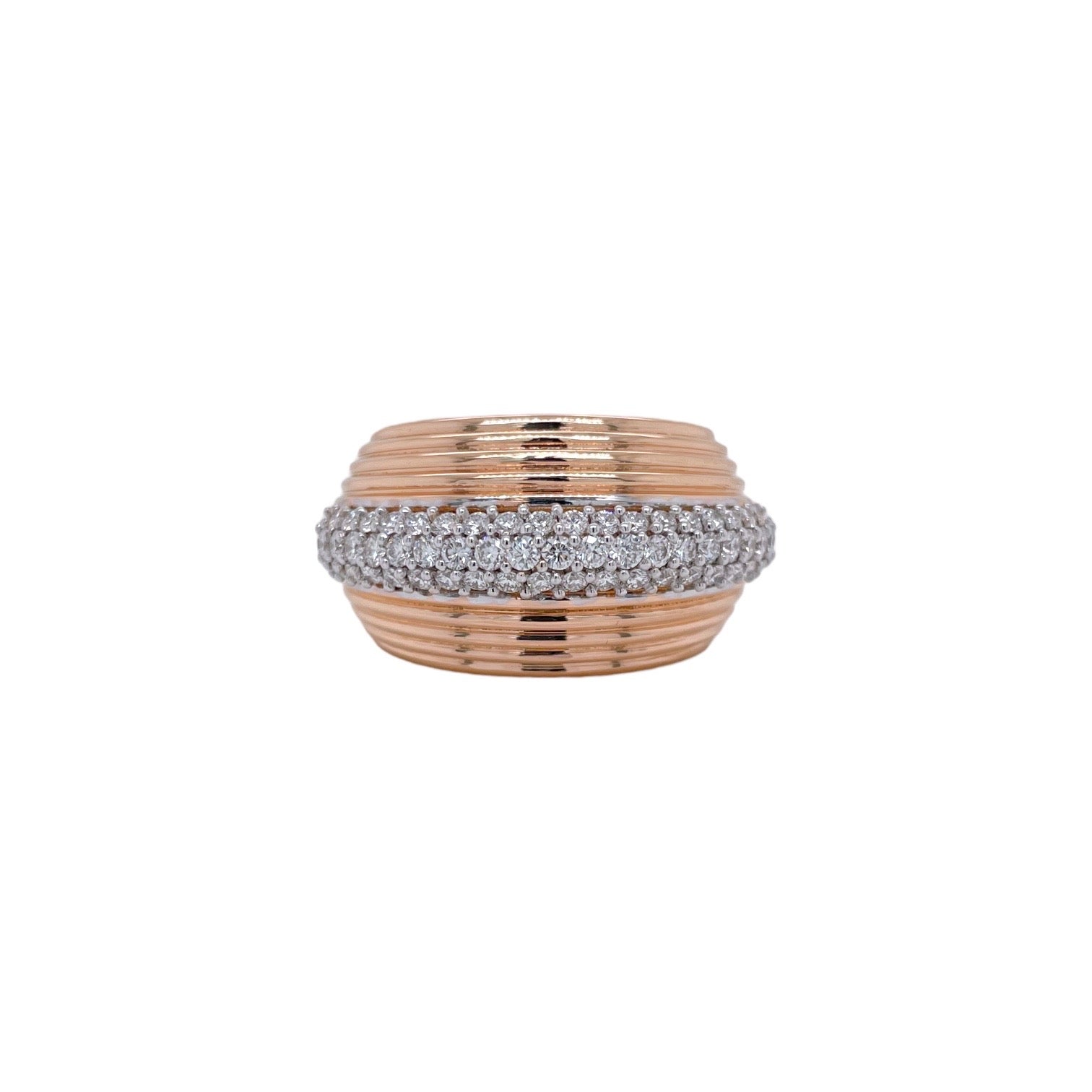 Wide Diamond Accent Ring in Rose & White Gold