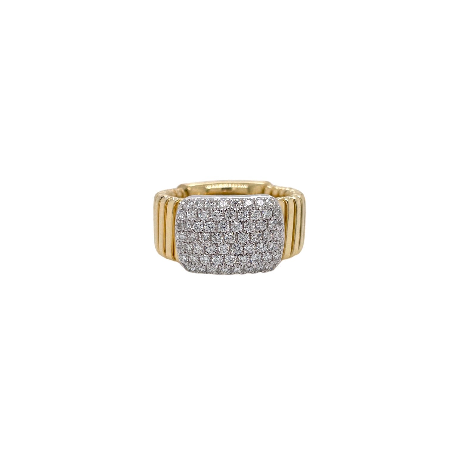 Wide Pave Diamond Accent Ring in Two Tone Gold