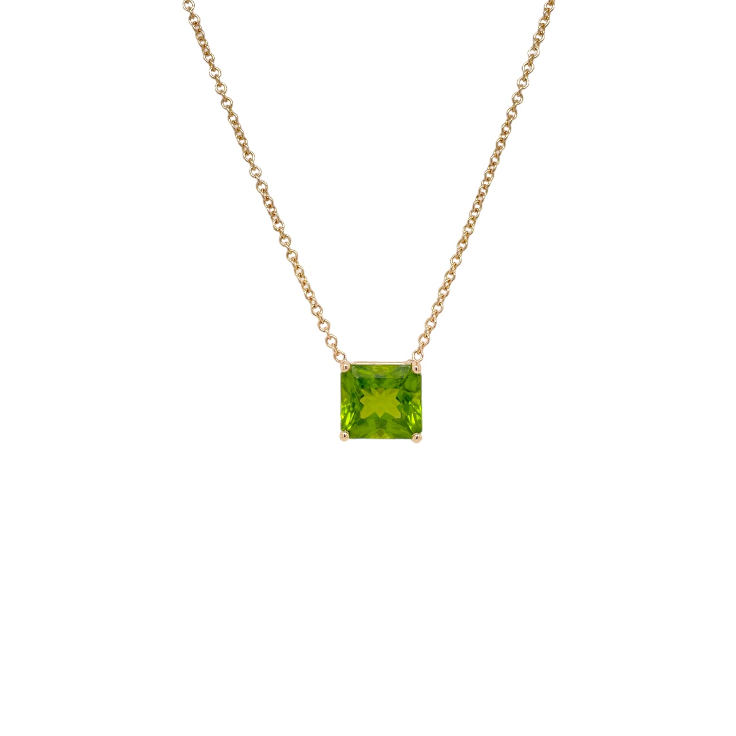 Solitaire Peridot Pendant in Yellow Gold