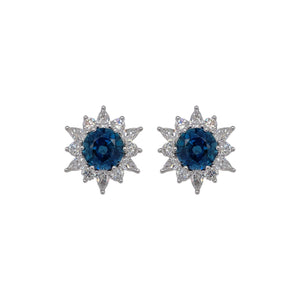 Star Burt Teal Sapphire & Diamond Stud Earring