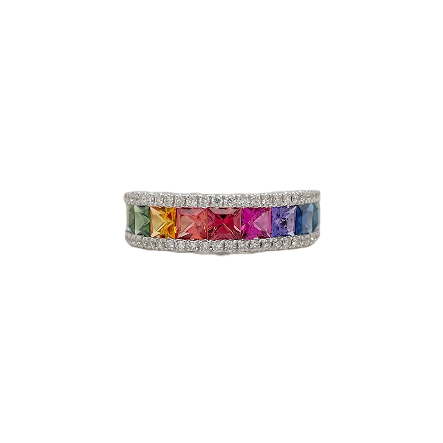 Multi-Color Sapphire Channel Set Ring