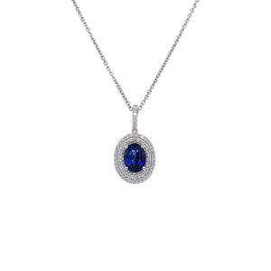 Double Halo Sapphire & Diamond Pendant