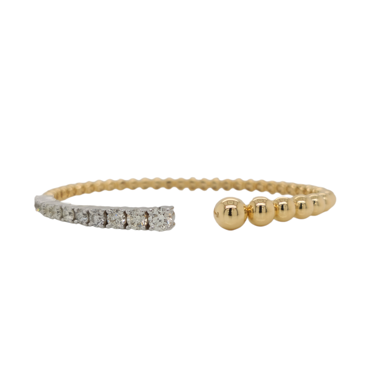 Flexible Gold Bead & Round Diamond Bangle