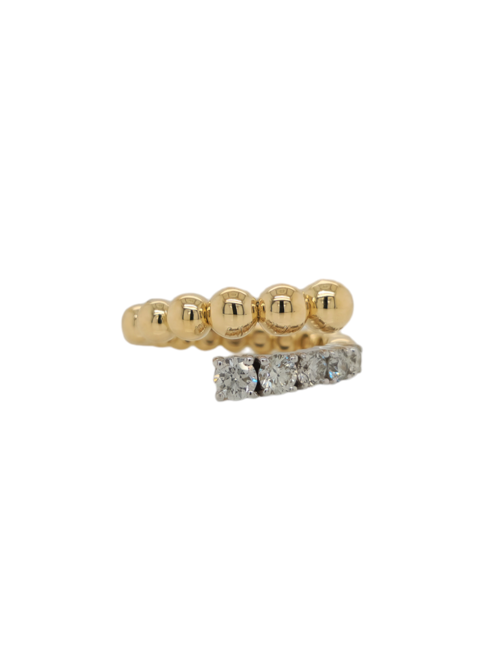 Flexible Gold Bead & Diamond Wrap Ring