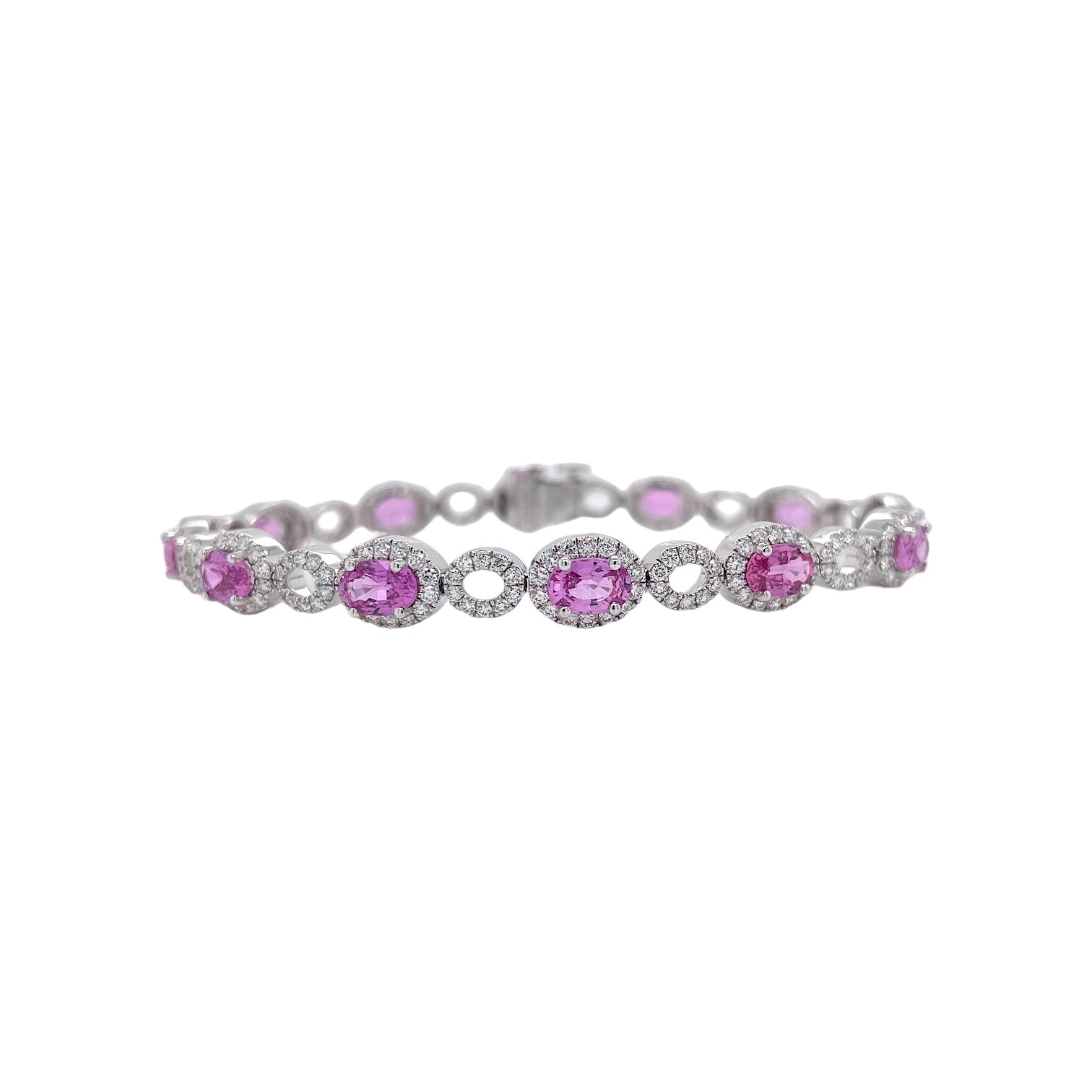 Pink Sapphire & Diamond Open Link Bracelet