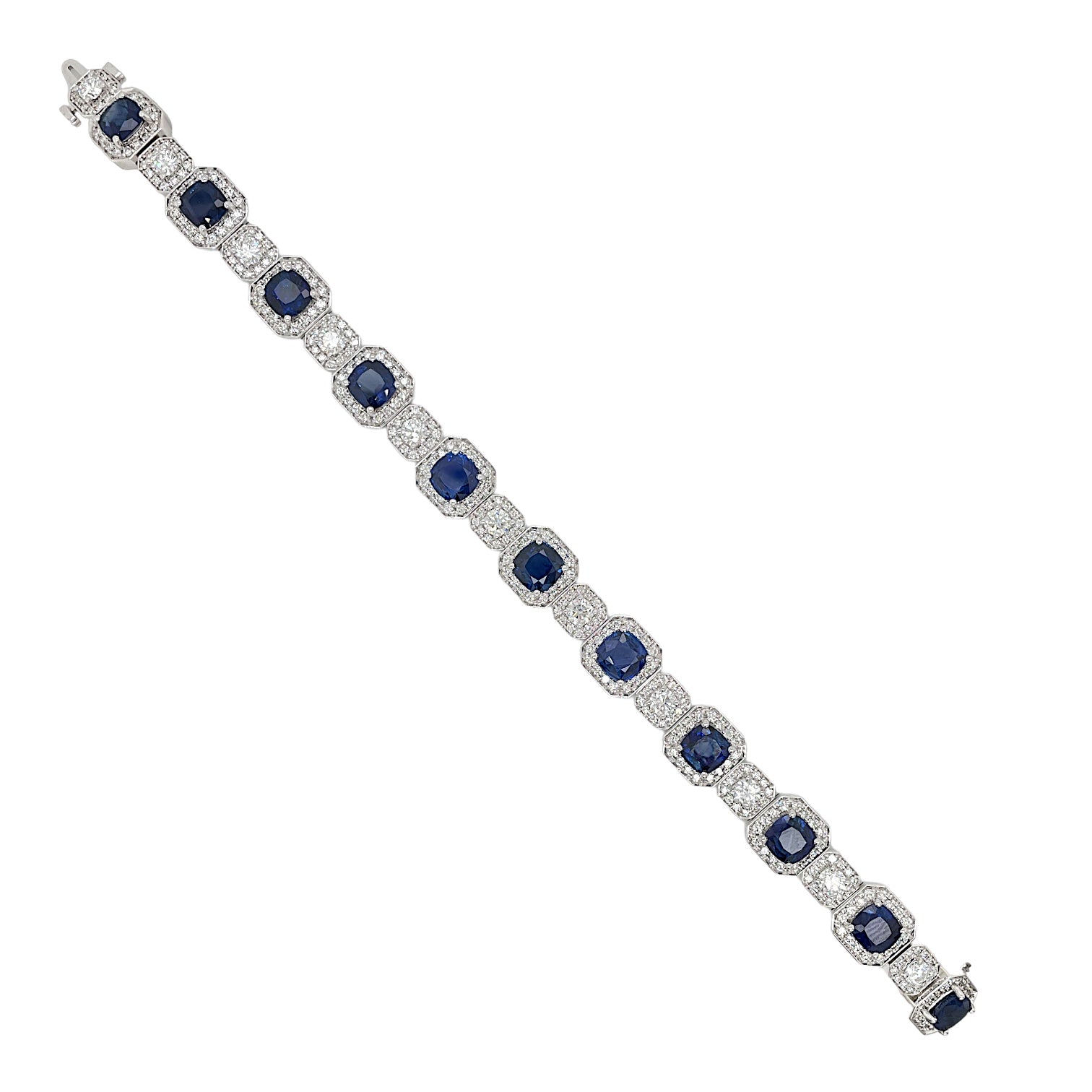 Alternating Sapphire & Diamond Halo Style Bracelet