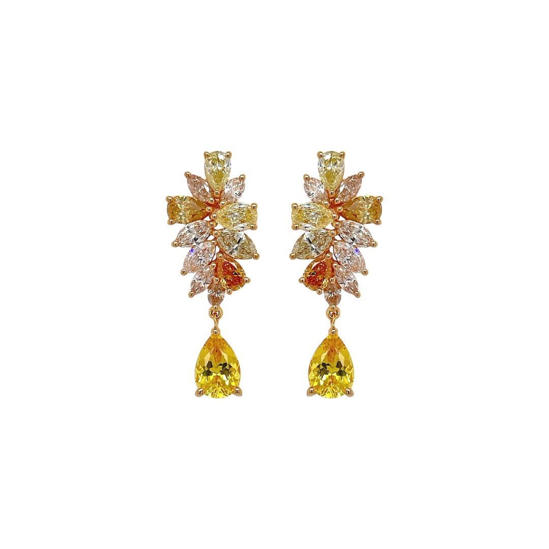 Yellow Sapphire & Diamond Drop Earring