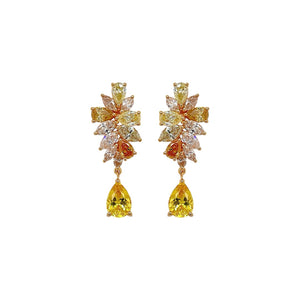 Yellow Sapphire & Diamond Drop Earring