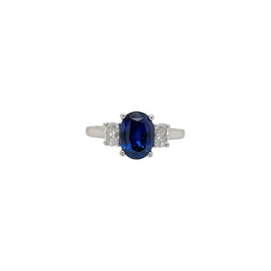 Oval Sapphire & Diamond Three Stone Ring