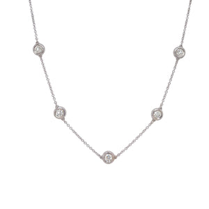 Diamond Station Necklace in White Gold