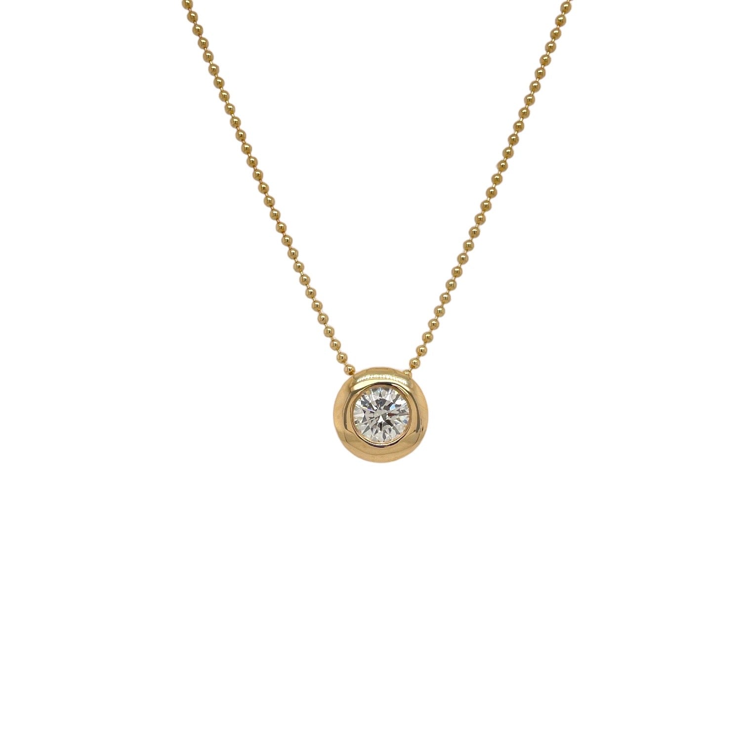 Round Diamond Bezel Pendant in 14k Yellow Gold