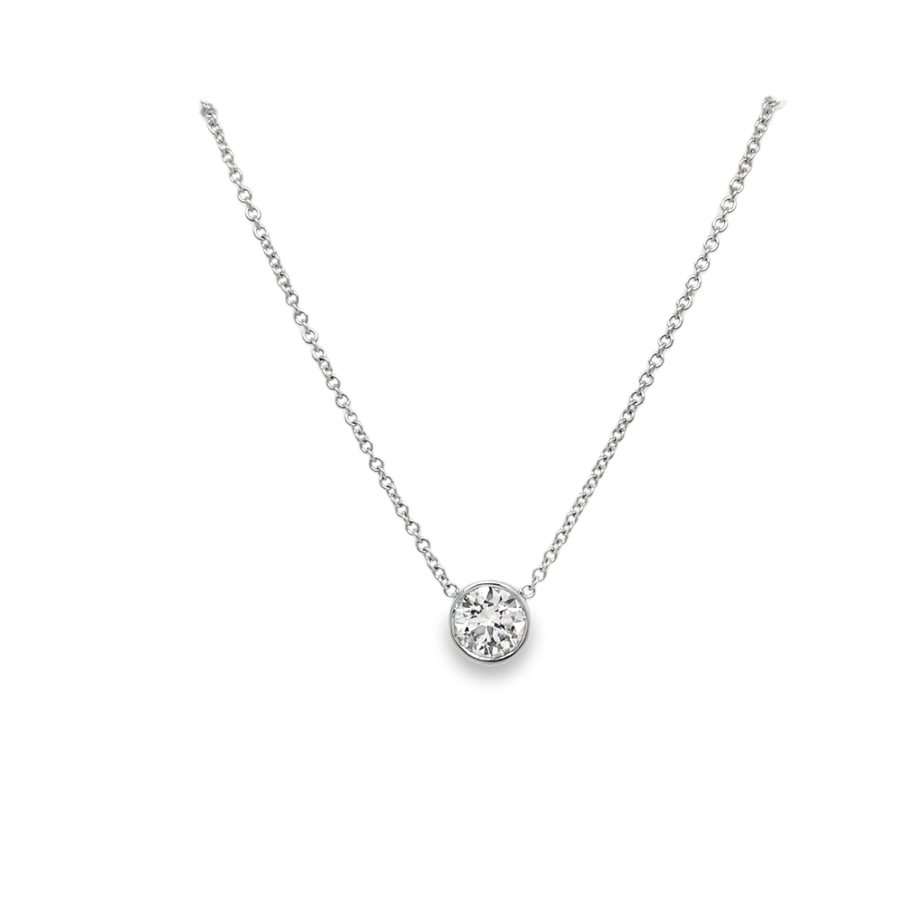 Diamond Bezel Pendant in White Gold