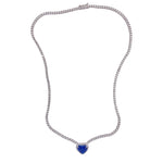 Load image into Gallery viewer, Heart Sapphire &amp; Diamond Necklace in White Gold
