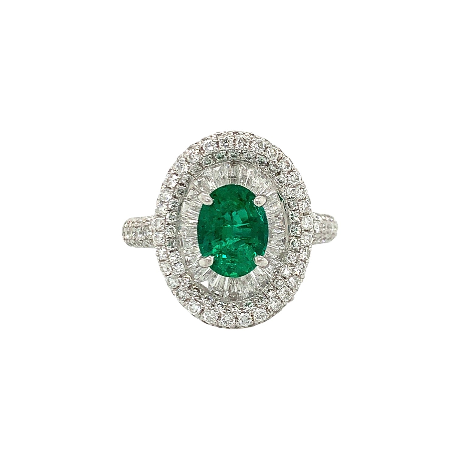 Oval Emerald & Baguette Ring