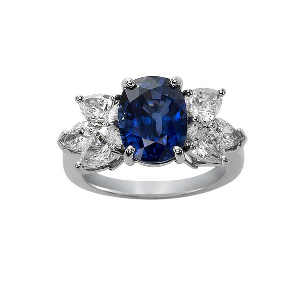 Oval Sapphire & Pear Shape Diamond Ring