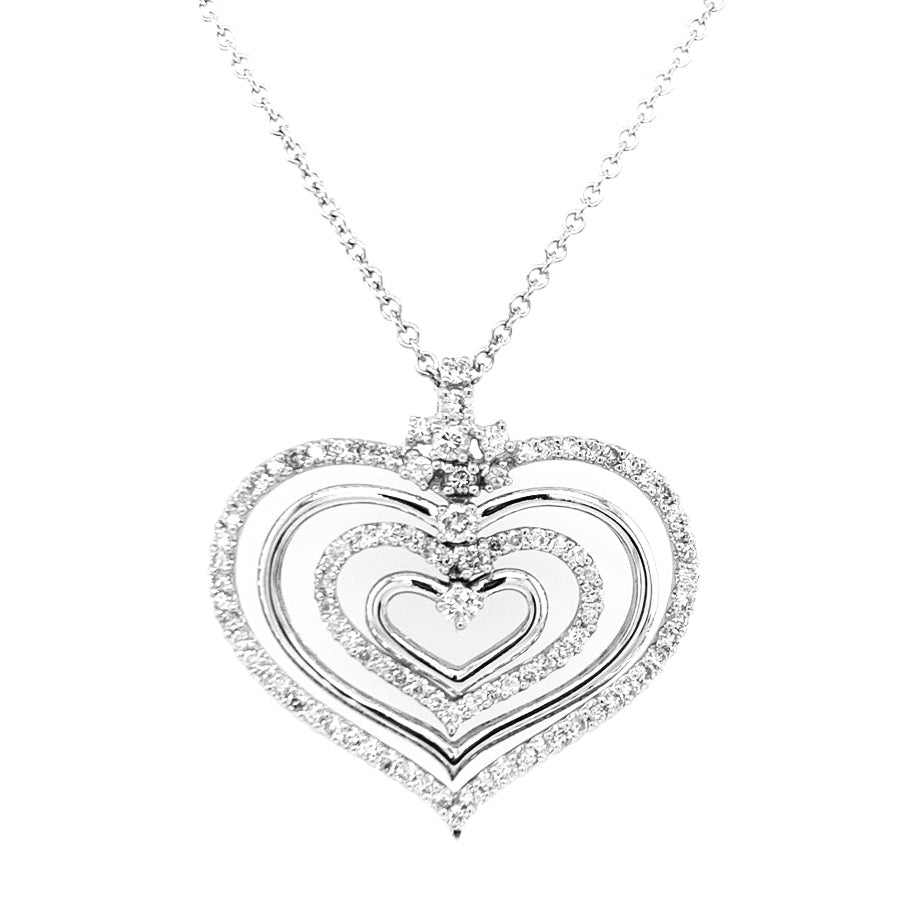 Four Row Diamond Heart Pendant