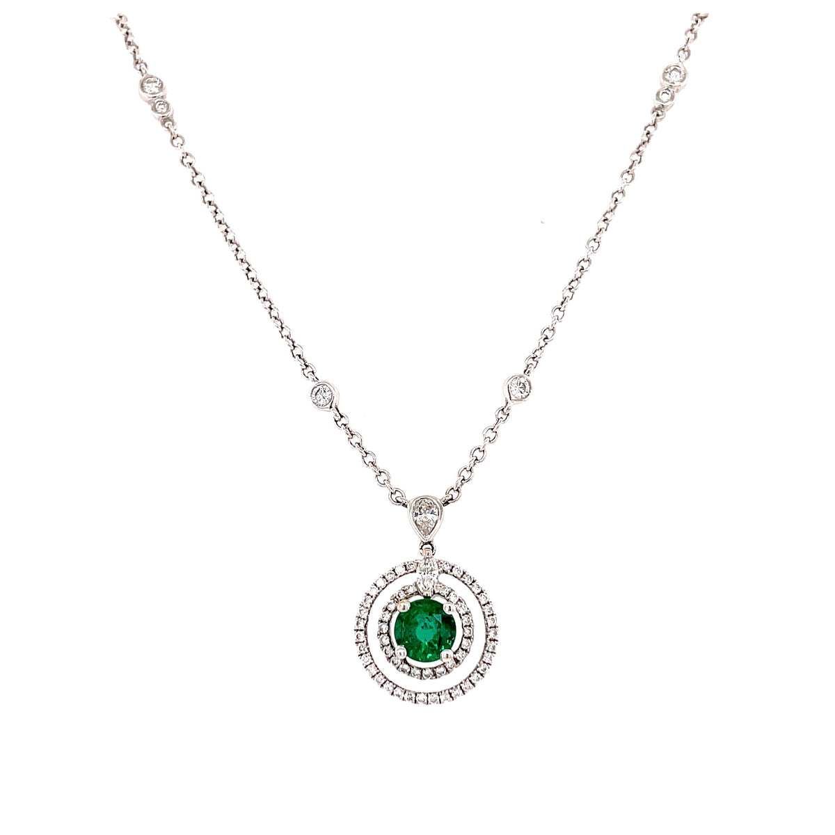 Double Halo Emerald Necklace – Pico Jewelry