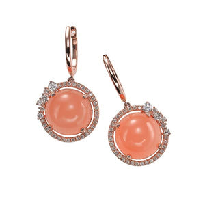 Orange Moonstone & Diamond Earring