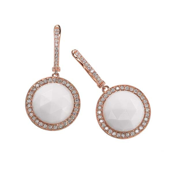 White Agate & Diamond Earring