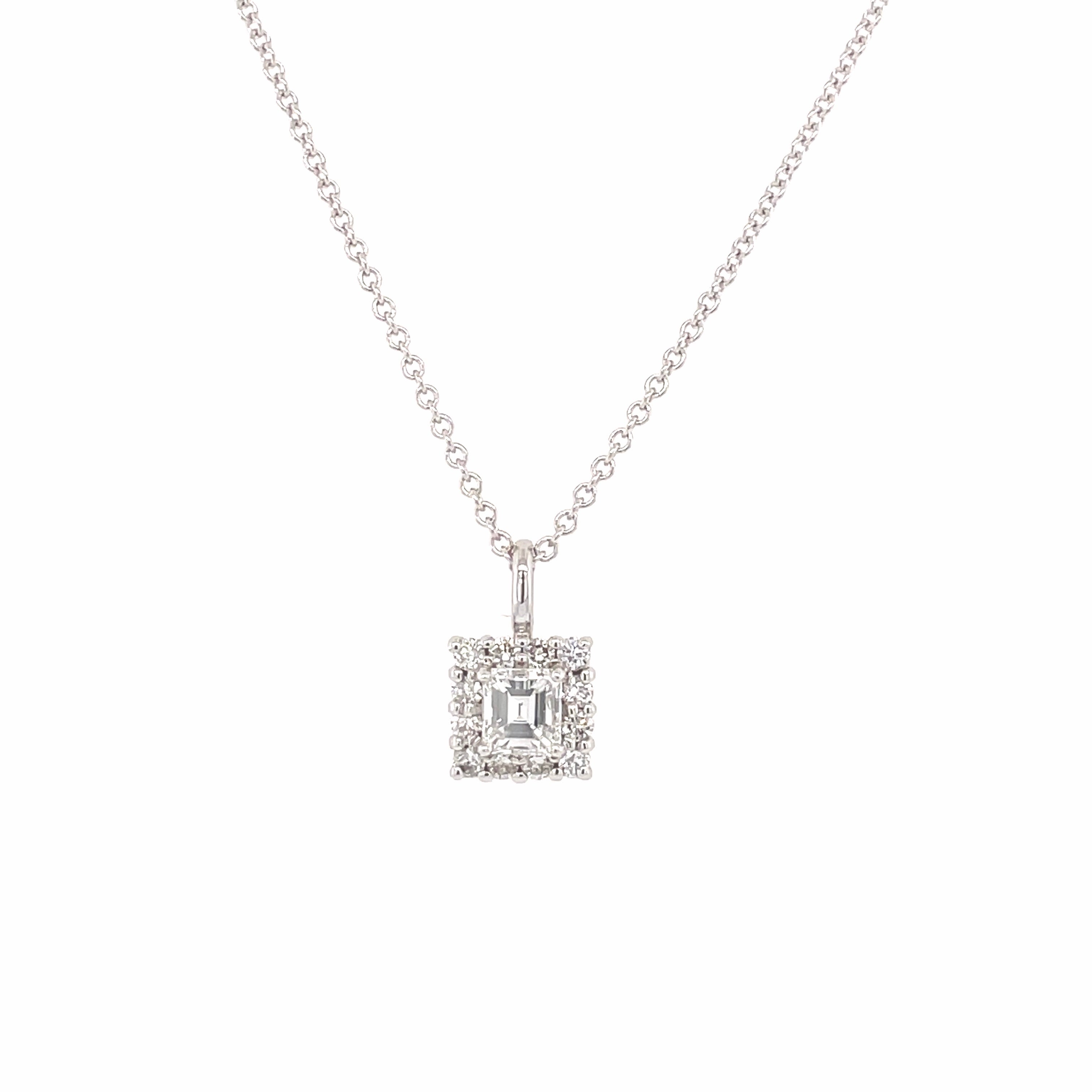 Asscher Cut Simulate Diamond Solitaire necklace with 22
