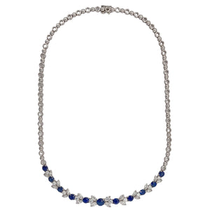 Sapphire & Diamond Petal Necklace
