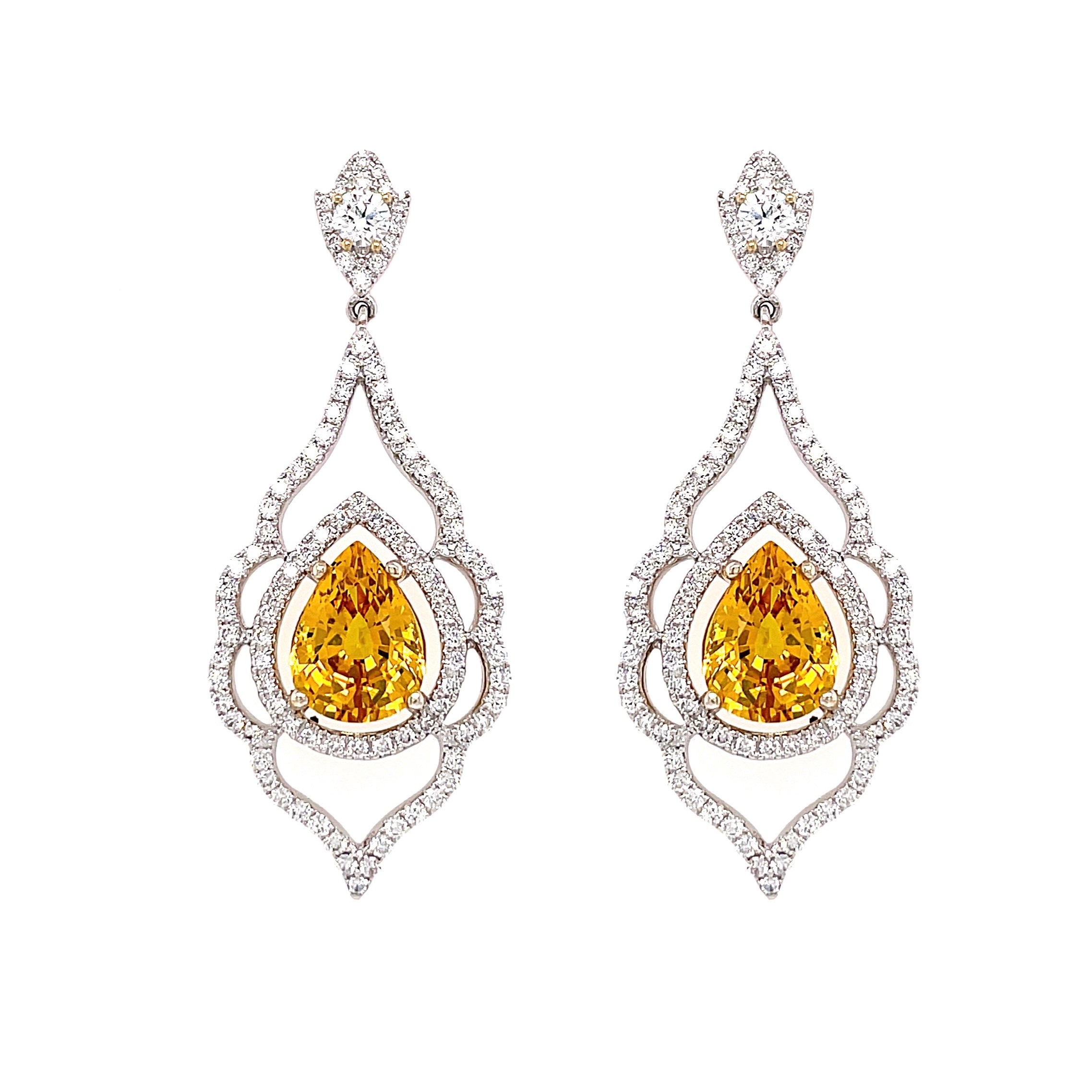 Yellow Sapphire & Diamond Drop Earrings