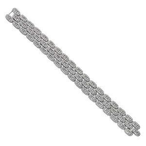 Three Row Diamond Cluster Bracelet