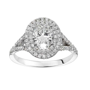 Oval Double Halo Split Band Engagement Ring